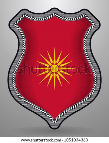 Historical Flag of Republic of Macedonia. Vector Badge and Icon