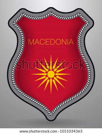 Historical Flag of Republic of Macedonia. Vector Badge and Icon