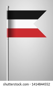 Historical Flag of Upper Volta. National Flag on Flagpole. Isolated Illustration on Gray Background