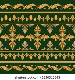 Histórico Impecável Clássico Elaborado Barroco Sem Costura Padrão de Borda Seda Dourada Teclas Rolar Ornamento Florais Filigrana no Royal Deep Verde Estilo de Luxo para Papel de Parede Bordado Mármore Gypsum Tecido