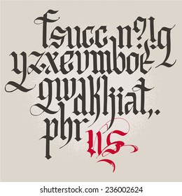 Historical Gothic handwriting alphabet. Lowercase. 