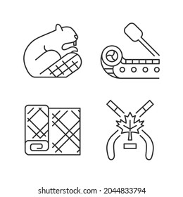 Historical heritage of Canada linear icons set. Canadian wildlife. National art, sports. Customizable thin line contour symbols. Isolated vector outline illustrations. Editable stroke