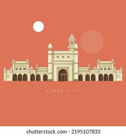 Historical Icon Ajmer City - Mayo College Building - Icon Illustration as EPS 10 File  