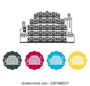 Historical Icon Jaipur City - Hawa Mahal Icon Illustration As EPS 10 File  