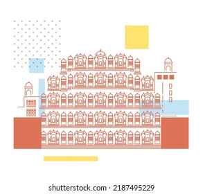 Historical Icon Jaipur City - Hawa Mahal Icon Illustration as EPS 10 File  