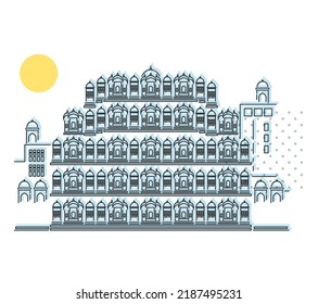 Historical Icon Jaipur City - Hawa Mahal Icon Illustration as EPS 10 File  