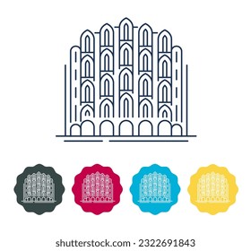 Icono histórico de la ciudad de Jaipur - Ilustración del icono de Hawa Mahal como archivo EPS 10 