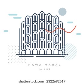 Historisches Icon Jaipur City - Hawa Mahal Icon Illustration als EPS10-Datei 