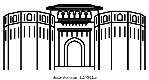 Historical Icon Pune City - Shaniwar Wada Icon Illustration as EPS 10 File 