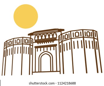 Historical Icon Pune City - Shaniwar Wada Icon Illustration as EPS 10 File 