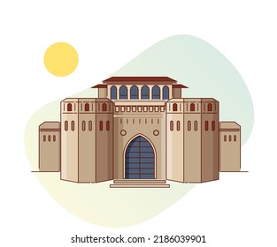 Historical Icon Pune City - Shaniwar Wada Icon Illustration as EPS 10 File 