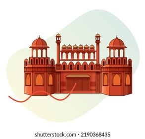 Historical Icon - Red Fort - Old Delhi City - Icon Illustration as EPS 10 File  