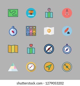 historical icon set. vector set about archive id, compass, quill and pyramid icons set.