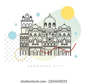 Historical Icon Vadodara City - Laxmi Vilas Palace - Icon Illustration as EPS 10 File  