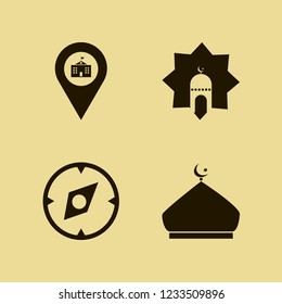 historical icon. historical vector icons set compass, mosque, university location and islamic mosque