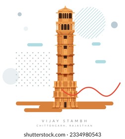 Historical Icon -  Vijay Stambh - Chittorgarh, Rajasthan - Icon Illustration as EPS 10 File  