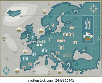 Historische und illustrierte Faksimile-Europakarte