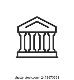 Historical landmark icon. A building with columns, historical significance. Line with editable stroke.