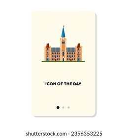 Historical landmark or Parliament Hill flat icon. Parliament isolated vector sign. Sightseeing and tourism concept. Vector illustration symbol elements for web design and apps