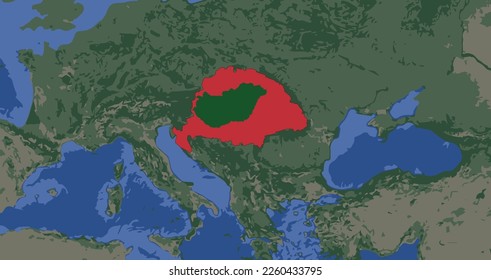 Historical map of Great Hungary, before and after the Treaty of Trianon