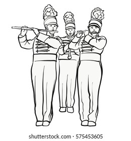 Historical marching band and quiver flutes  vector sketch  hand  drawn vector clipart