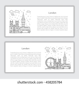 Historical and modern symbols of London and British culture,