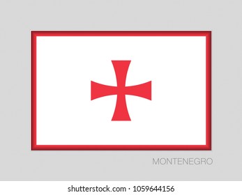 Historical Montenegrin Flag. National Ensign Aspect Ratio 2 to 3 on Gray Cardboard