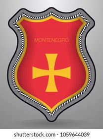 Historical Montenegrin Flag. Vector Badge and Icon. Vertical Orientation Version