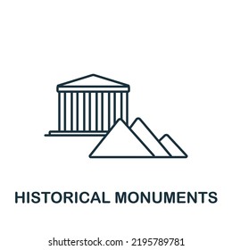 Historical Monuments icon. Line simple Travel icon for templates, web design and infographics