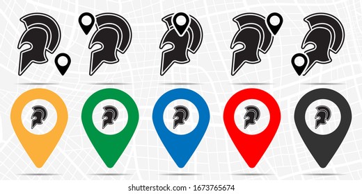 Historical movie, helmet icon in location set. Simple glyph, flat illustration element of cinema theme icons