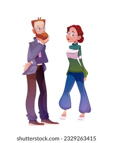 Historical museum element. Thoughtful characters look at ancient Greek and Roman exhibits. People work in art gallery as art guide or museum visitors. Cartoon flat vector isolated on white background