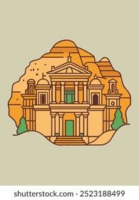 Historical Petra illustration On White Background