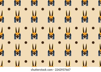 Historical Pharaoh seamless pattern. ancient Egyptian king witch ankh endless background, repeating texture, backdrop. Vector illustration.