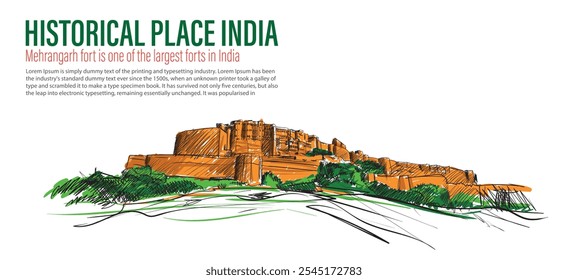 lugar histórico Índia, Fortaleza de Mehrangarh na Índia