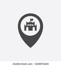 Historical place location icon concept vector. Fort in location marker icon.