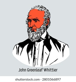 Historical Portrait of John Greenleaf Whittier, Renowned American Abolitionist and Fireside Poet. Vector illustration