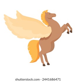 Icono histórico del jinete vector de dibujos animados. Pegaso animal. Criatura legendaria