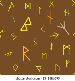 Historical runic alphabet seamless wallpaper background. Vector illustration.