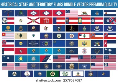 Historical State And Territory Flags Bundle Vector Premium Quality