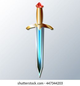 historical sword with a red stone
