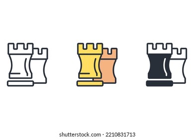 historical thin line icons. Vector illustration isolated on white. Editable stroke