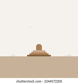 A historical tomb that was made of stone on a vast plain. Tomb of Cyrus