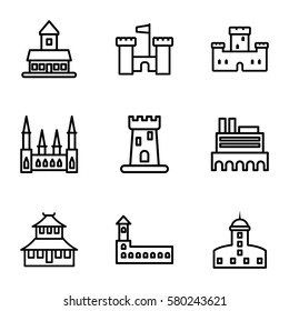 historical vector icons. Set of 9 historical outline icons such as castle