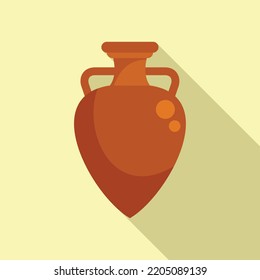 History amphora icon flat vector. Greek pot. Classic art