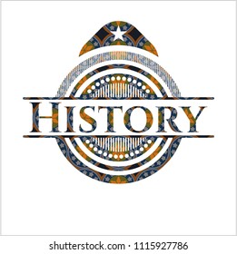 History arabic badge. Arabesque decoration.