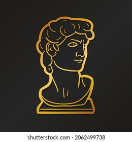 History of Art Sculpture Vector Illustration. Ancient Greek Culture Icon Gold Character.