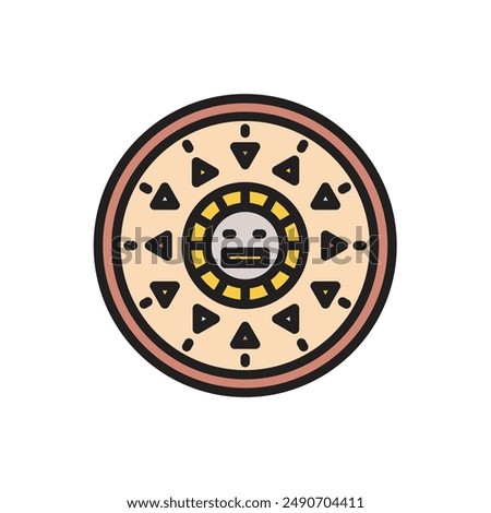 History Aztec Calendar Icon Vector Illustration