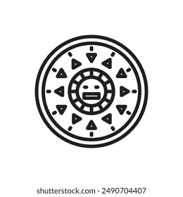 History Aztec Calendar Outline Icon Vector Illustration