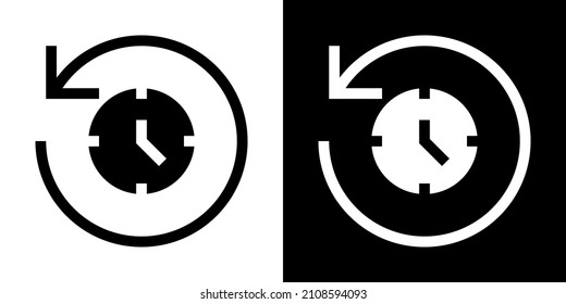 History Back. Counterclockwise. Glyph Icon In White And Black Version.