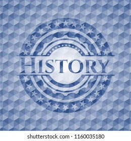History blue emblem with geometric pattern background.
